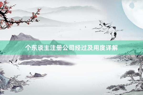 个东谈主注册公司经过及用度详解