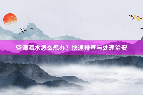 空调漏水怎么惩办？快速排查与处理治安