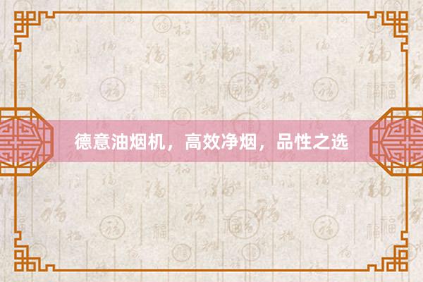 德意油烟机，高效净烟，品性之选